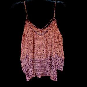 Cold shoulder sheer brown and orange top